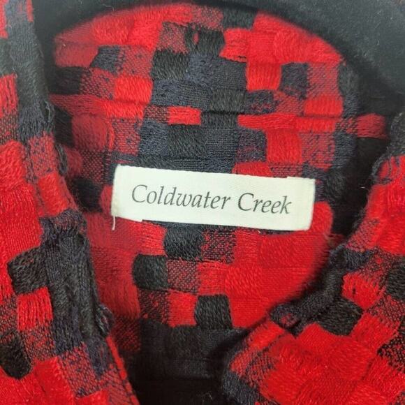 Coldwater Creek Womens Large Red & Black Houndstooth Lightweight Jacket Shacket - Picture 8 of 16